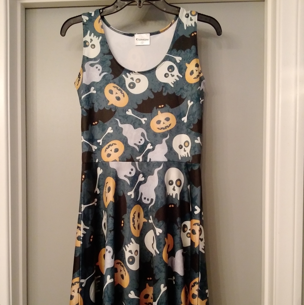 Halloween Dress Bats Pumpkins Ghosts Skulls
